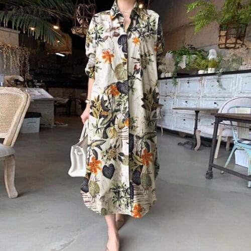 Summer Bohemian Shirt Dress Women Casual Long Sleeve Office Work Sundress ZANZEA Elegant Holiday Female Vestidos Robe Oversized
