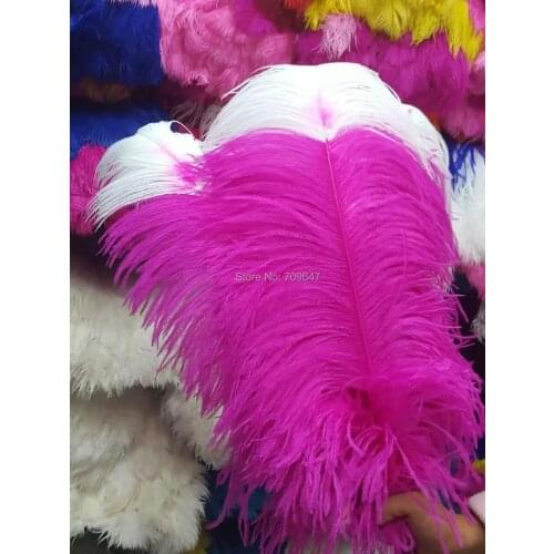 Plumas Decorativas! 20Pcs/Lot! 60-65cm White+ROSE Ostrich Feathers,Two Tone Ostrich trendy Feathers,high quality