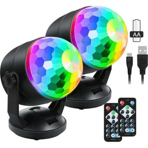 Portable Sound Activated Party Lights Battery Powered/USB Plug in Strobe Stage Par Light for Car Room Dance Parties Xmas Wedding