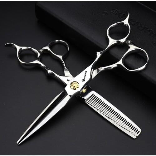 Salon 6 inch professional hairdressing Scissors japan 440c Hair cut barbershop Barber cutting thining Hair Scissors set shears