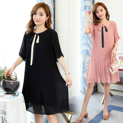 Straight Chiffon Dress Pregnant Dresses For Pregnant Woman Pregnancy Clothing 2019 Summer Maternity Dress Pleated