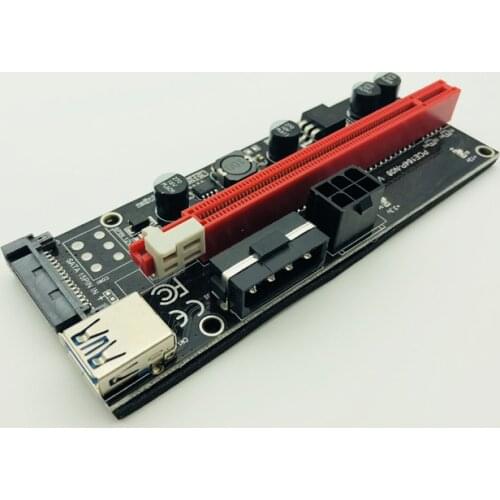 50PCS 009s PCI Express Riser Card 1x to 16x PCIE Extender USB3.0 Cable SATA 6Pin 4Pin IDE Molex Power for BTC Miner Mining 2 LED