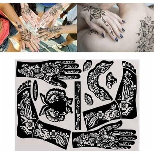 Template Hand Body Art Stickers Reusable Unisex Temporary DIY Tools India Henna Tattoo Stencils India Flower Tattoo Stencil