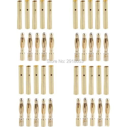 20 pair/lot Brushless Motor High Quality Banana Plug 2.0mm 2mm Gold Bullet Connector Plated For ESC Battery