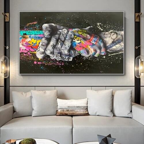 Nordic Pop Street Graffiti Printed Posters Lovers Holding Hands Watercolor Canvas Painting Wall Art Living Room Home Decoration