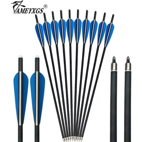 6pcs Archery Crossbow Arrow 18/20/22inch Carbon Arrow Rubber Feather For Bow And Arrows Hunting Shooting Training Accessories