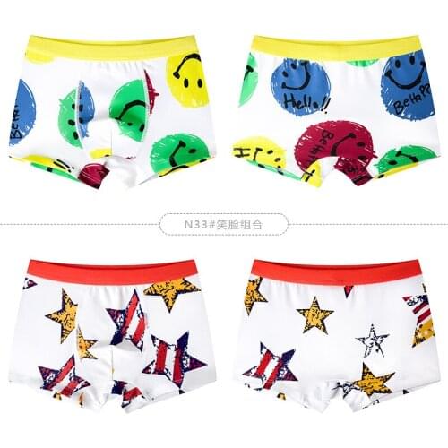 2Pcs/LOT Boys Soft Loose Cartoon Boxer Shorts Children Comfortable Underwear Underpant Pure Cotton