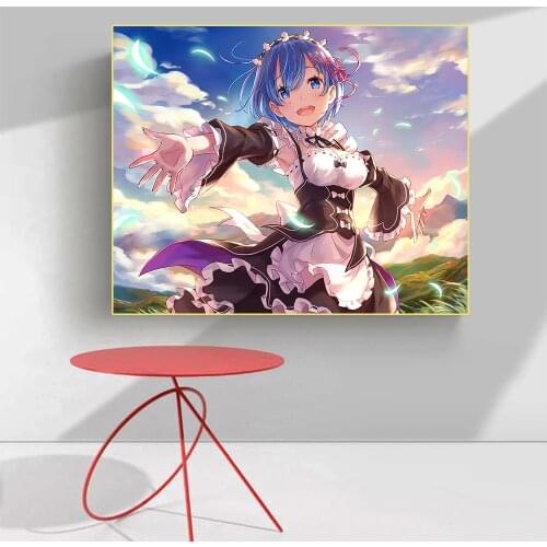 Japanese Popular Anime Rem HD Printing Living Room Decoration Wall Art Posters and Prints Kids Gift Decoration