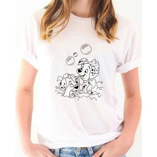Disney 101 Dalmatians Funny T Shirt Women Harajuku Cute Spotted Dog T-shirt Unisex Tshirt Top Female Dropship