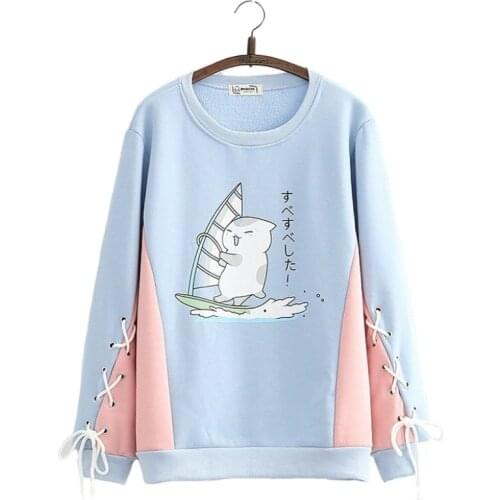 Women Hooded Sweatshirts 2020 New Winter Plus Velvet Warm Thick Cute Cartoon Print Hit Color Pullover Patchwork Hoodies