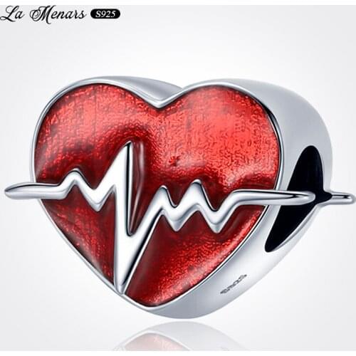 La Menars New Heartbeat Wave Bead Fit Original Pandora Charm Bracelet Genuine 925 Sterling Silver For Women Jewelry DIY Making