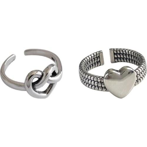 POTCET Womens Love Open Ring Adjustable Geometric Fashion Retro Hip Hop Personality Party Jewelry