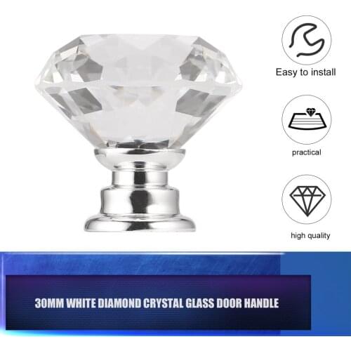 1PC 30mm Diamond Shape Design Crystal Glass Knobs Cupboard Drawer Pull Kitchen Cabinet Door Wardrobe Handles Hardware Gadgets