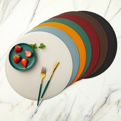 2021Nordic Instagram Style round PU Leather Western-Style Placemat Household Waterproof and Oil-Proof Thermal Shielded Table Mat