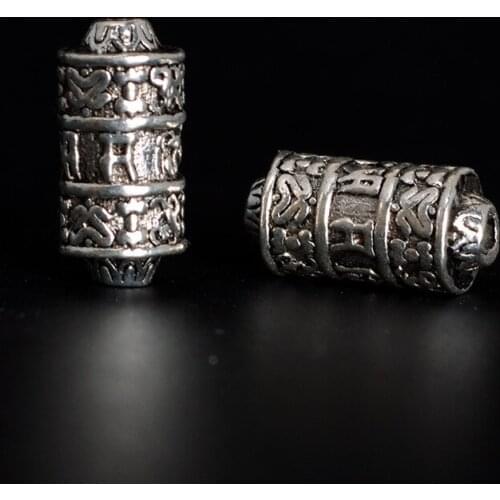 50 PCS 7.5mm*15mm Vintage Metal Alloy Antique Silver Color Spacer Beads Cylinder Beads Nepal Beads For Jewelry Making