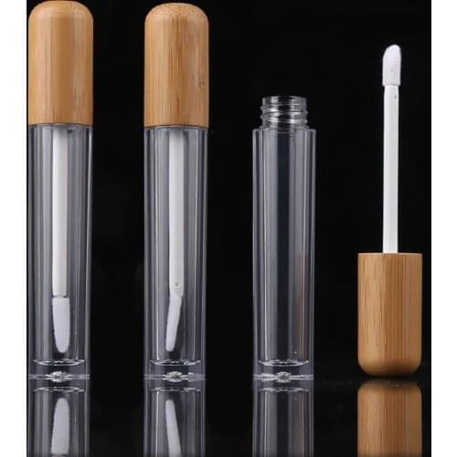 500pcs 5ml Empty Natural Bamboo Lip Gloss Tubes DIY Lip Balm Bottles Vials Cosmetic Makeup Travel Containers with Wand