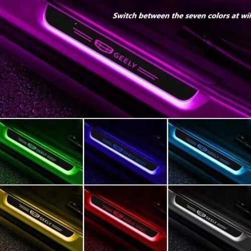 Car USB Power LED Welcome Pedal Car Scuff Plate Pedal Door Sill Pathway Light For GEELY atlas coolray RUI CK Saloon EMGRAND ec7