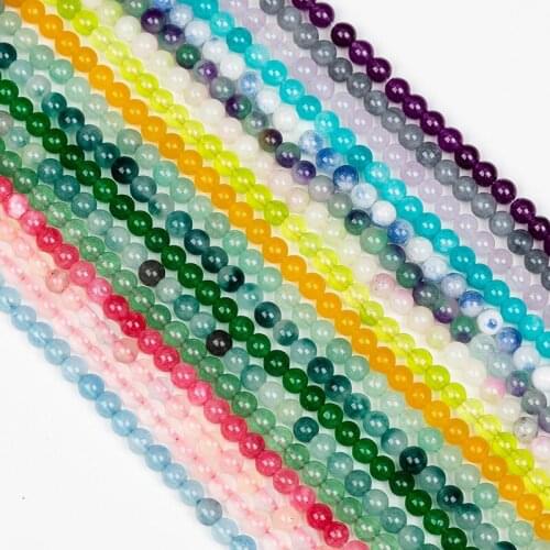 Natural stone Round shape loose beads Multicolor chalcedony Stone bead For jewelry making DIY bracelet necklace accessories 6mm