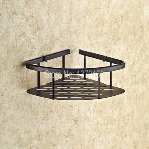 Black Oil Rubbed Brass Bathroom Accessory Corner Bath Shower Soap Tray Caddy Basket Wire Storage Rack Wall Mounted aba529