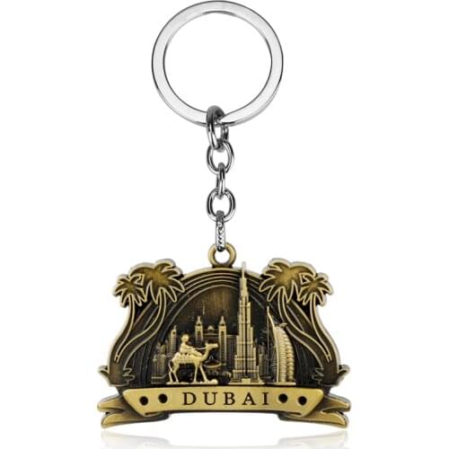 DuBai Tourist Travel Souvenir Keychain Keyring 3D Camel construction Tree Keyring Craft Key Chains For Bag Car chaveiro llaveros