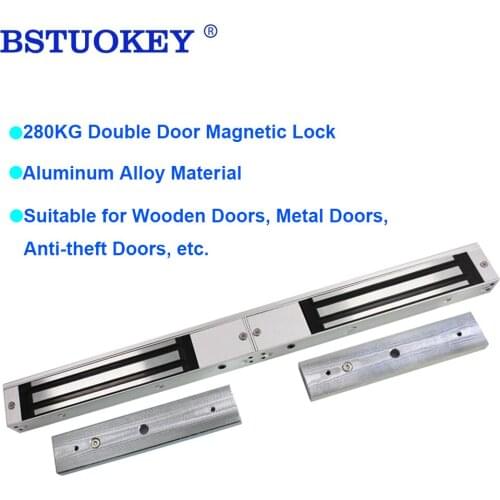 Double Doors Electric Magnetic Lock Pulling Force 280KG Sturdy Aluminum Alloy Electricmagnetic Lock Amature Plate Screw