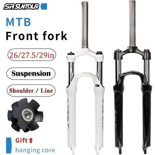 Suntour SR XCM MTB Bike 26 inch Front Fork Suspension Lock Travel 100mm Shoulder Wire Spring Bicycle Disc Forks Mountain Parts