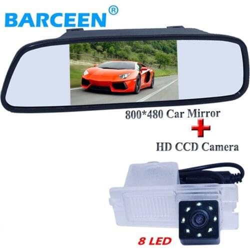 For SsangYong Actyon Korando Rexton 8 led car parking camera night vision with wide screen car mirror monitor 5" wide screen