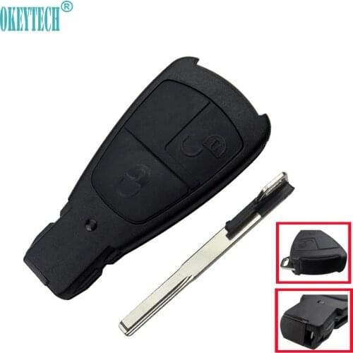 OkeyTech For MB Mercedes Benz E Class Car Fob 2 Buttons Car Smart Card Key Cover Replacement With Insert Blade Emergency Key