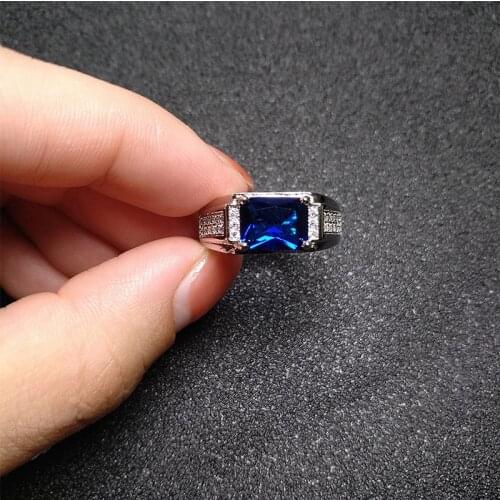 Men Ring 925 Silver Jewelry with Zircon Gemstone Adjustable Finger Rings Ornaments for Male Wedding Promise Party Gift Wholesale