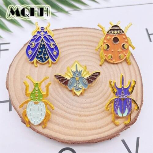 Creative Fun Animal Insect Ladybug Moth Enamel Pins Gold Alloy Brooch Badge Punk Accessories Fashion Woman Jewelry Gift For Kid