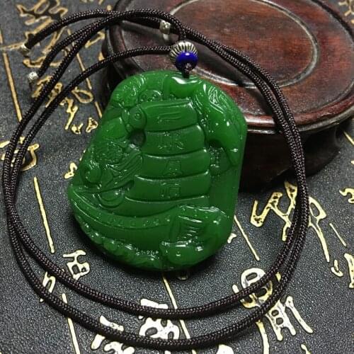 Hot Selling Natural Mens and Womens Hand-Carved Green Jade Pendant Jewelry Necklace Gifts Unisex