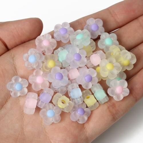 Matte Acrylic Spaced Beads Transparent Heart Star Flower Round Loose Beads for Jewelry Making DIY Kids Bracelet Accessories