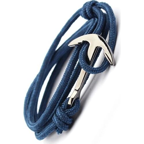 Multilayer Men Fish-Anchor-Hook Bracelets Nylon Rope Chain Paracord Bracelet For Women Navy Style Gift