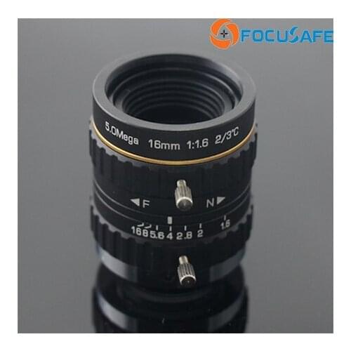 Focuafe 16mm Monofocal C Mount 5Megapixel Manual iris 2/3" format Lens