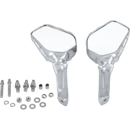 Chrome Skeleton Skull Mirror Rearview for Harley-Davidson Expedited Shipping Universal Chrome Skeleton Hand Mirror For Harley