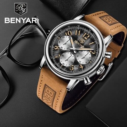 2021 New BENYAR Men Watch Top Luxury Business Men Quartz Wristwatches Simplicity Chronograph Waterproof Clock Relogio Masculino