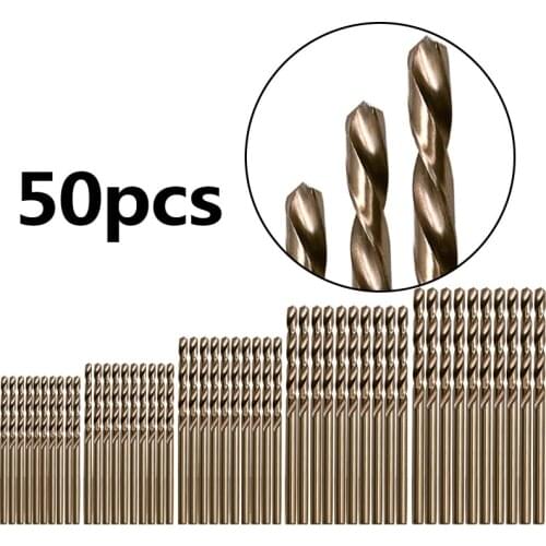 50pcs M35 1.0-3.0mm Cobalt Drill Bit Set High Speed Steel HSS-CO Twist Drills Bit For Metal Wood Working Power Combination Tools
