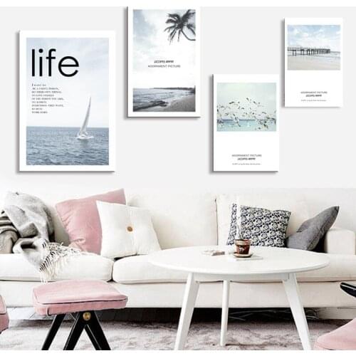 Beach Scenery Seagull Art Canvas Decorative Painting on Seaside Beach Wall Art Canvas Wall Pictures for Living Room Home Decor