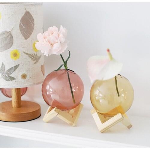 Nordic Colorful Glass Vase for Home Decor Mini Glass Trumpet Ikebana Vase Terrarium Decor Plant Pots Mordern Room Decorative