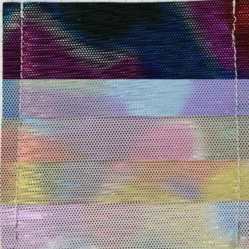 Wholesale 10 yards roll pvc laser tooth faux leatherette Symphony toothpick pattern leather rainbow color holographic fabric