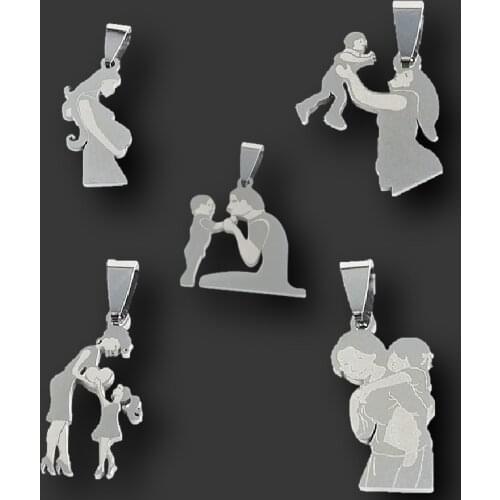 2pcs Family Love/Pregnant Mother/Mother & Daughter/Father & Son/Stainless Steel Necklace Pendant DIY Charm Jewelry Crafts Making