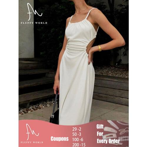 White Sexy Dress Women Spaghetti Strap Backless Sleeveless Maxi Dresses Ladies Casual Streetwear Party Club Elegant Dress New