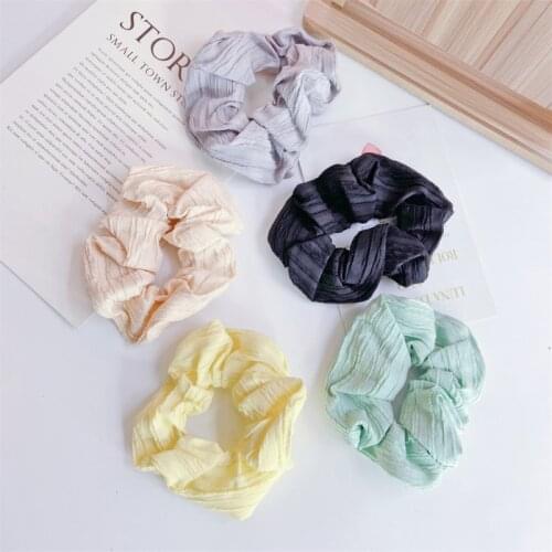 Black Yellow Green Pink Grey Retro Cloth Elastic Hair Bands Ponytail Holders Headwear for Women