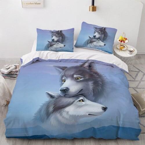 Black Bedding Sets 3D Wolf Duvet Quilt Cover Set Comforter Bed Linens Pillowcase King Queen Full Double Home Texitle