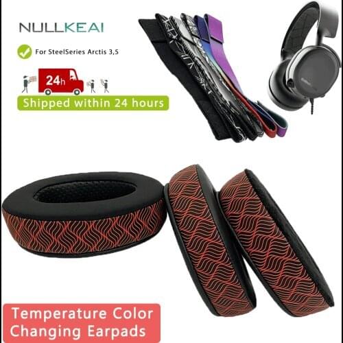 NULLKEAI Replacement Earpads For SteelSeries Arctis 3,5 Headphones Temperature Color Change Earpads Earmuff