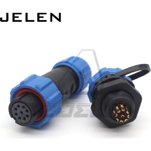 SP13 9 pin waterproof connectors, Industrial Power Panel mount connector plug (female) socket(male) IP68 LED wire connectors