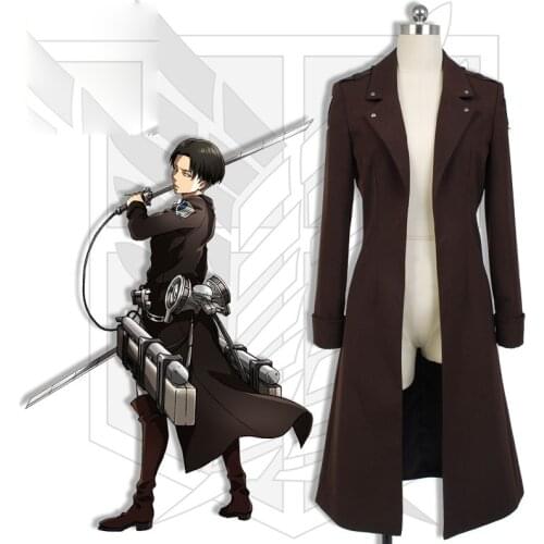 [STOCK] Anime Attack on Titan Tsubasa Figure Levi Ackerman Trench Coat Jacket Only Halloween Suit For Women Men Outfit New