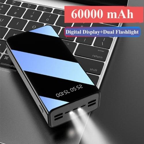 60000mAh Power Bank for Xiaomi Huawei iPhone Samsung Powerbank 4 USB Poverbank Portable Charger External Battery Pack Power Bank