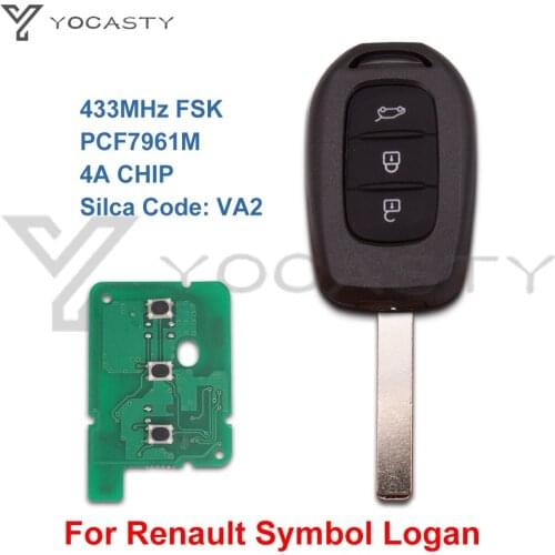 YOCASTY Remote Car Key Fob For Renault Symbol Logan Sandero Trafic Dacia Duster Logan Sandero 2012 2014 2015 2016 PCF7961M VA2