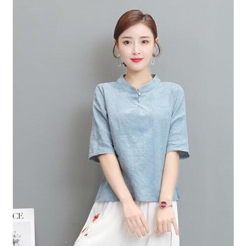 Chinese Style WomenS Clothing Summer 2020 Hanfu Cheongsam Blouse And Top Women Tangsuit Shirt Vintage Ladies Chinese Tops 30822